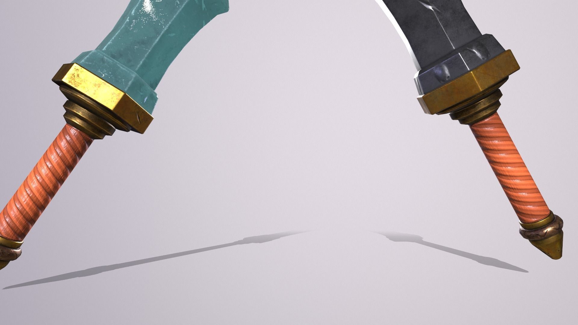 stick 1 pair of swords Low-poly 3D model_4