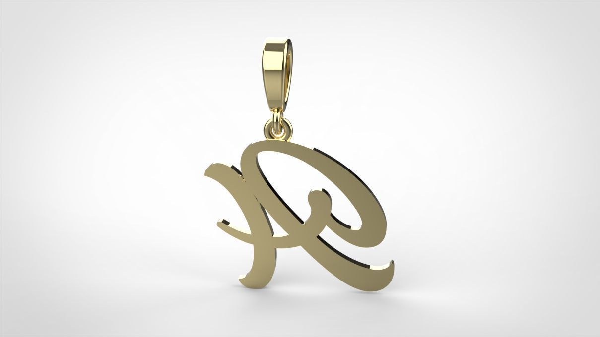 pendant alphabet hundred A small 3D print model_9