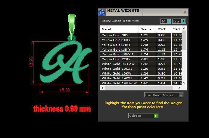 pendant alphabet hundred A small 3D print model_12