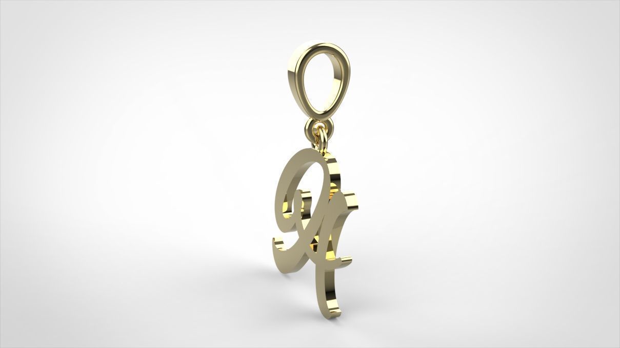 pendant alphabet hundred A small 3D print model_5
