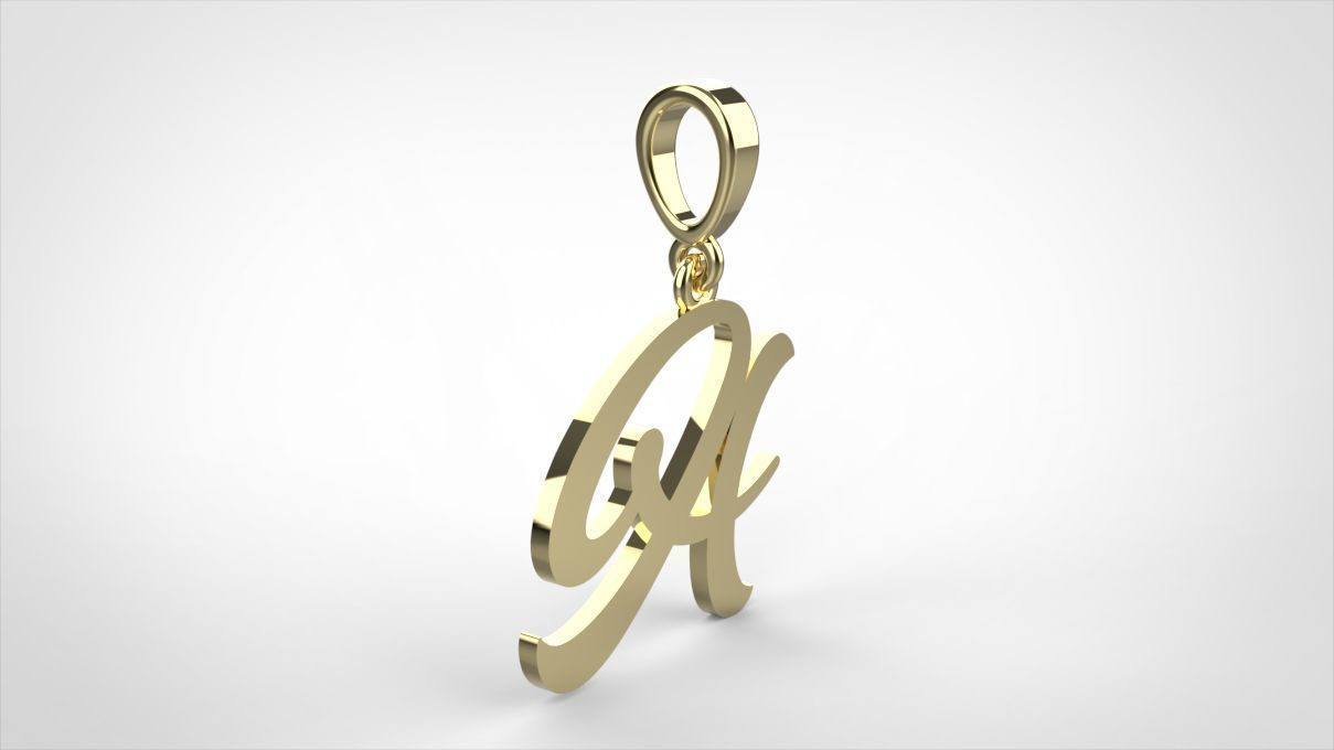 pendant alphabet hundred A small 3D print model_3
