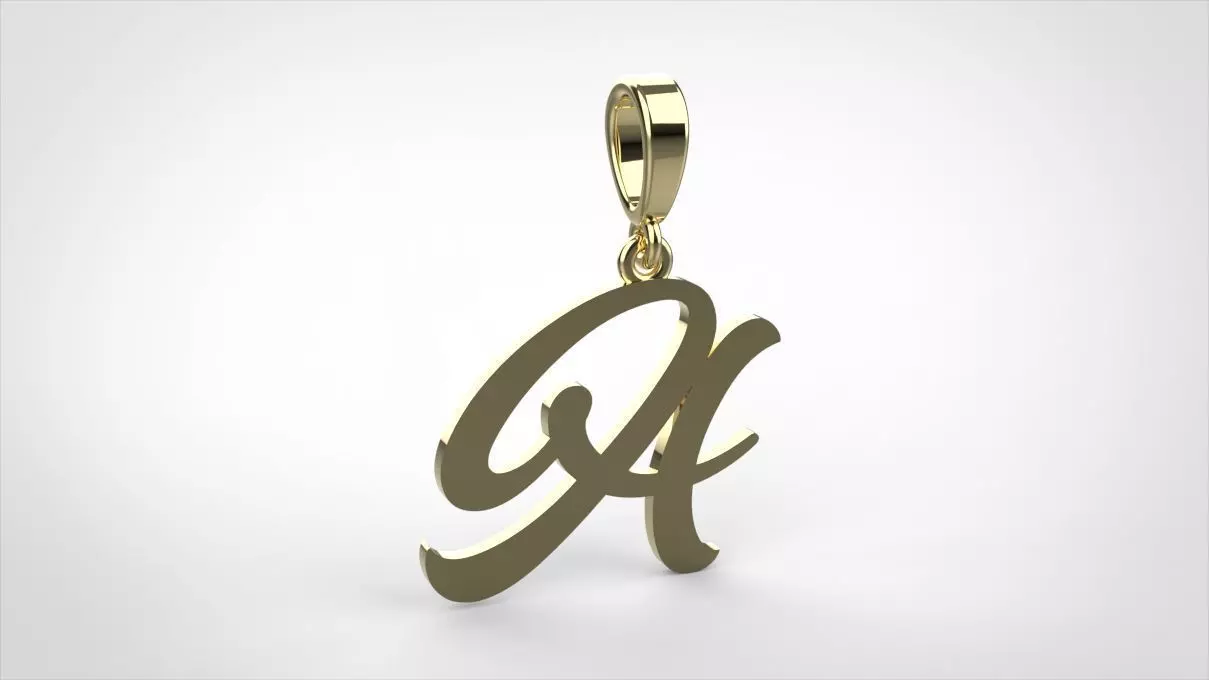 pendant alphabet hundred A small 3D print model_0