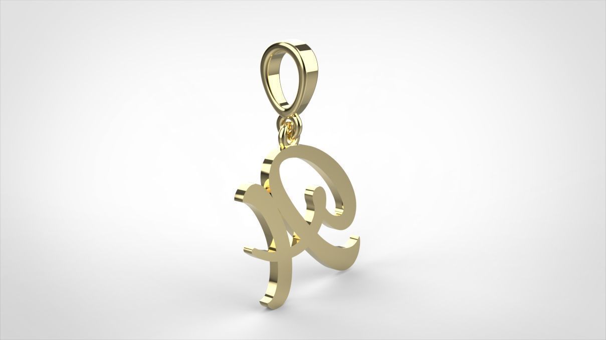 pendant alphabet hundred A small 3D print model_7