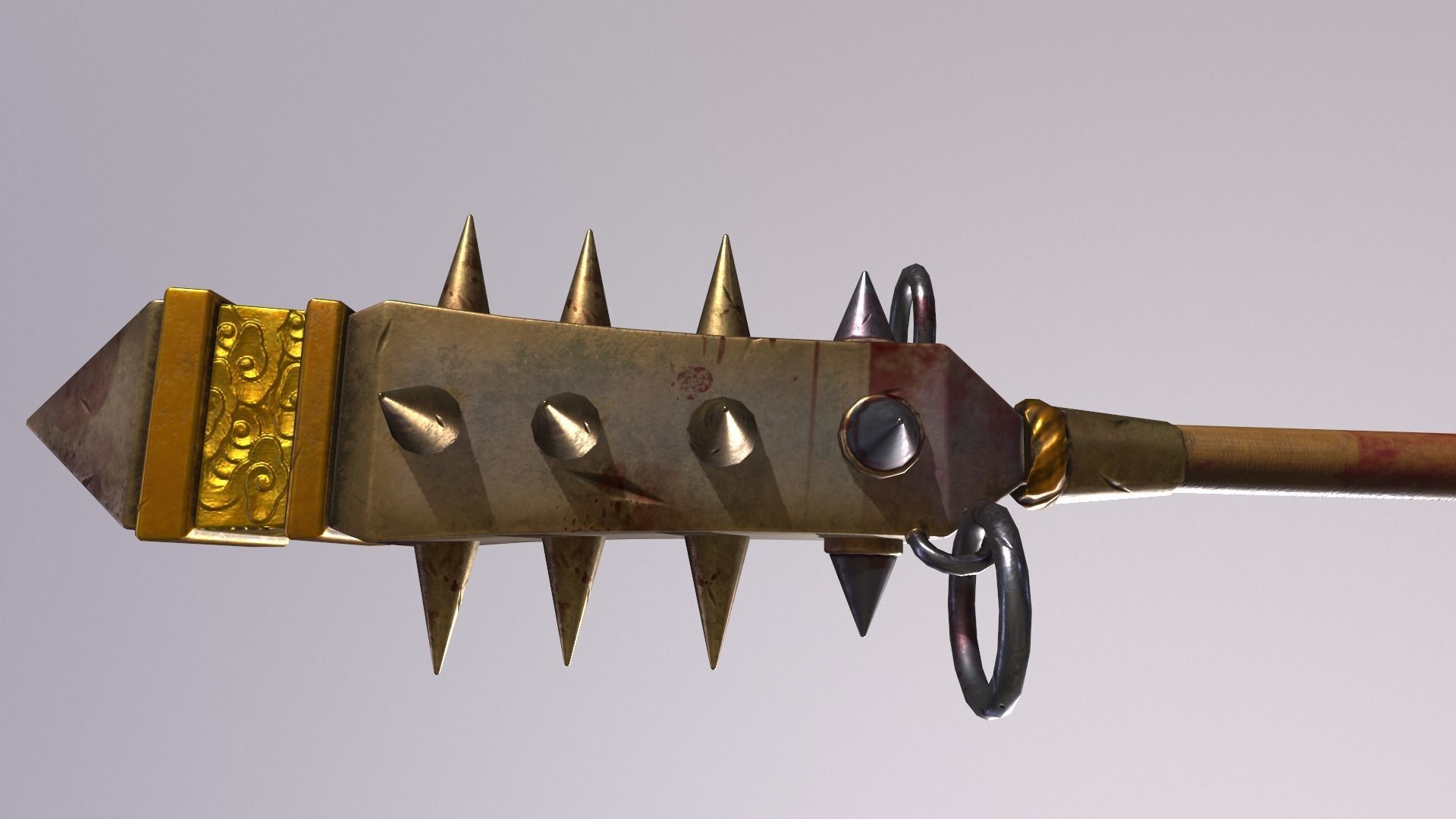 stick 2 sword with spikes Low-poly 3D model_3