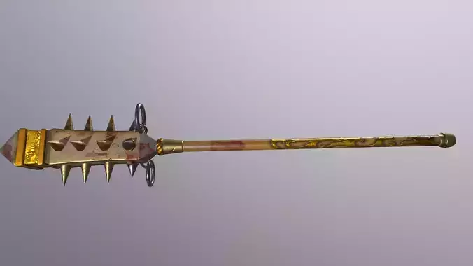 stick 2 sword with spikes Low-poly 3D model