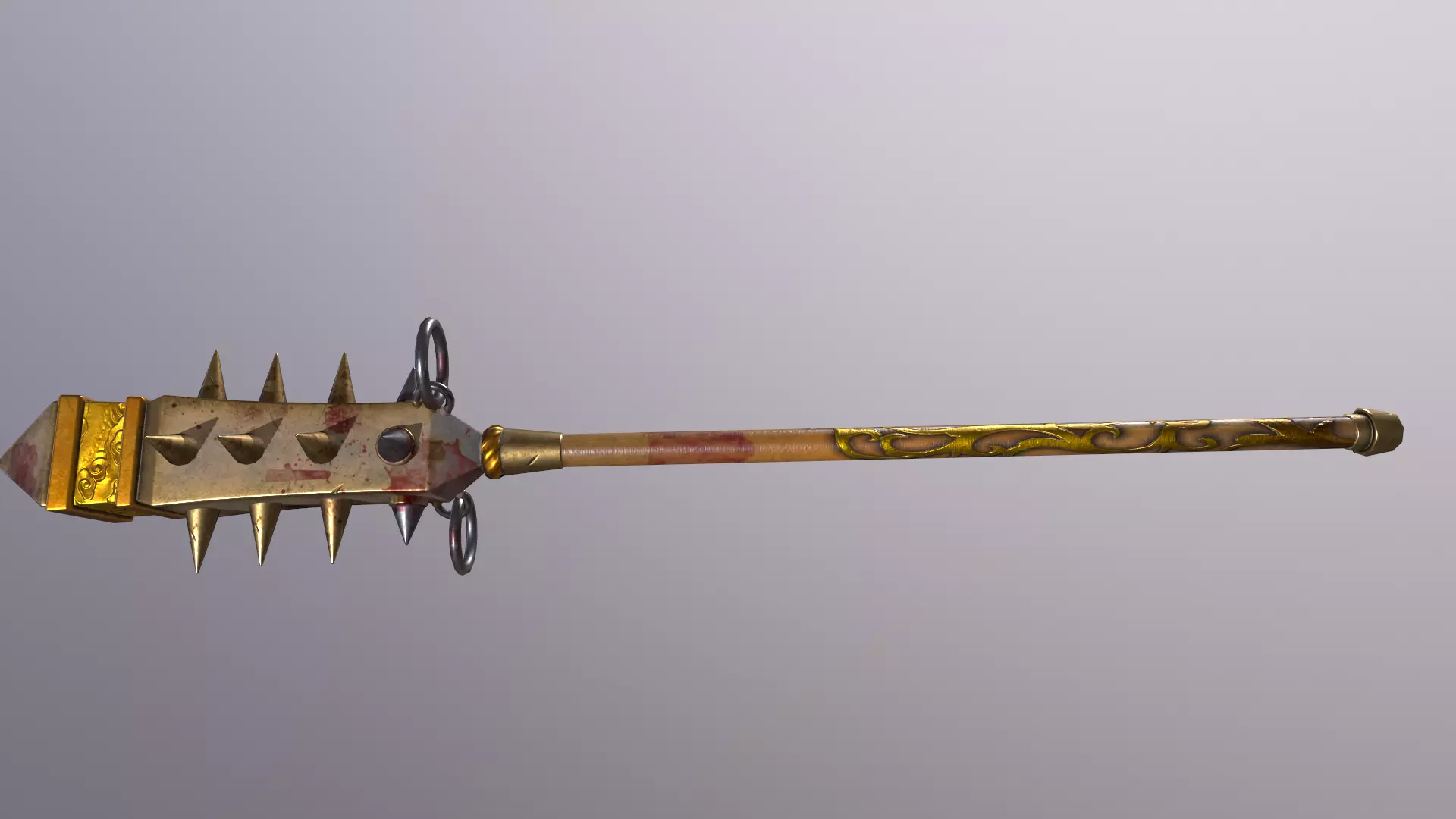 stick 2 sword with spikes Low-poly 3D model_0