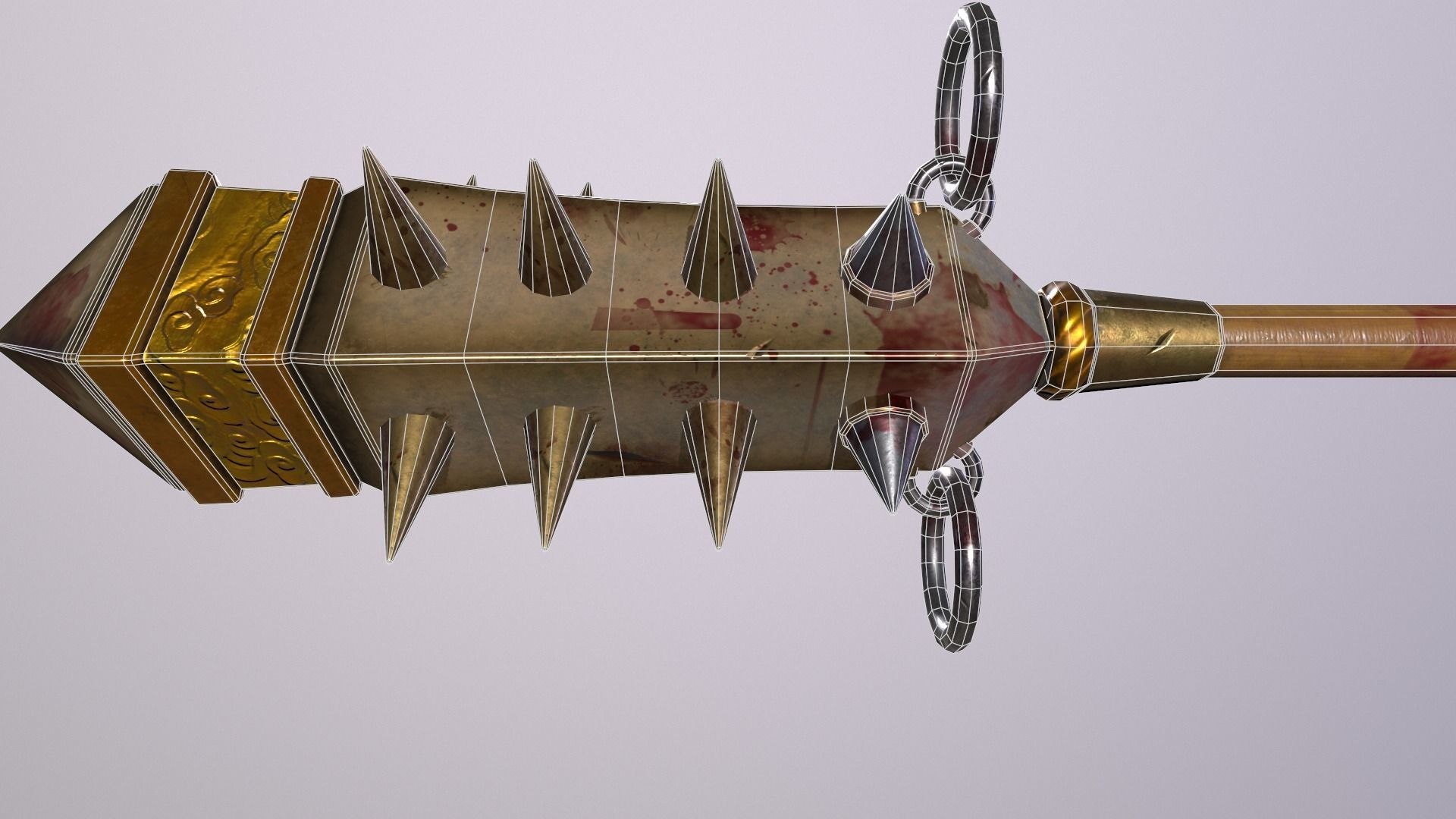 stick 2 sword with spikes Low-poly 3D model_9