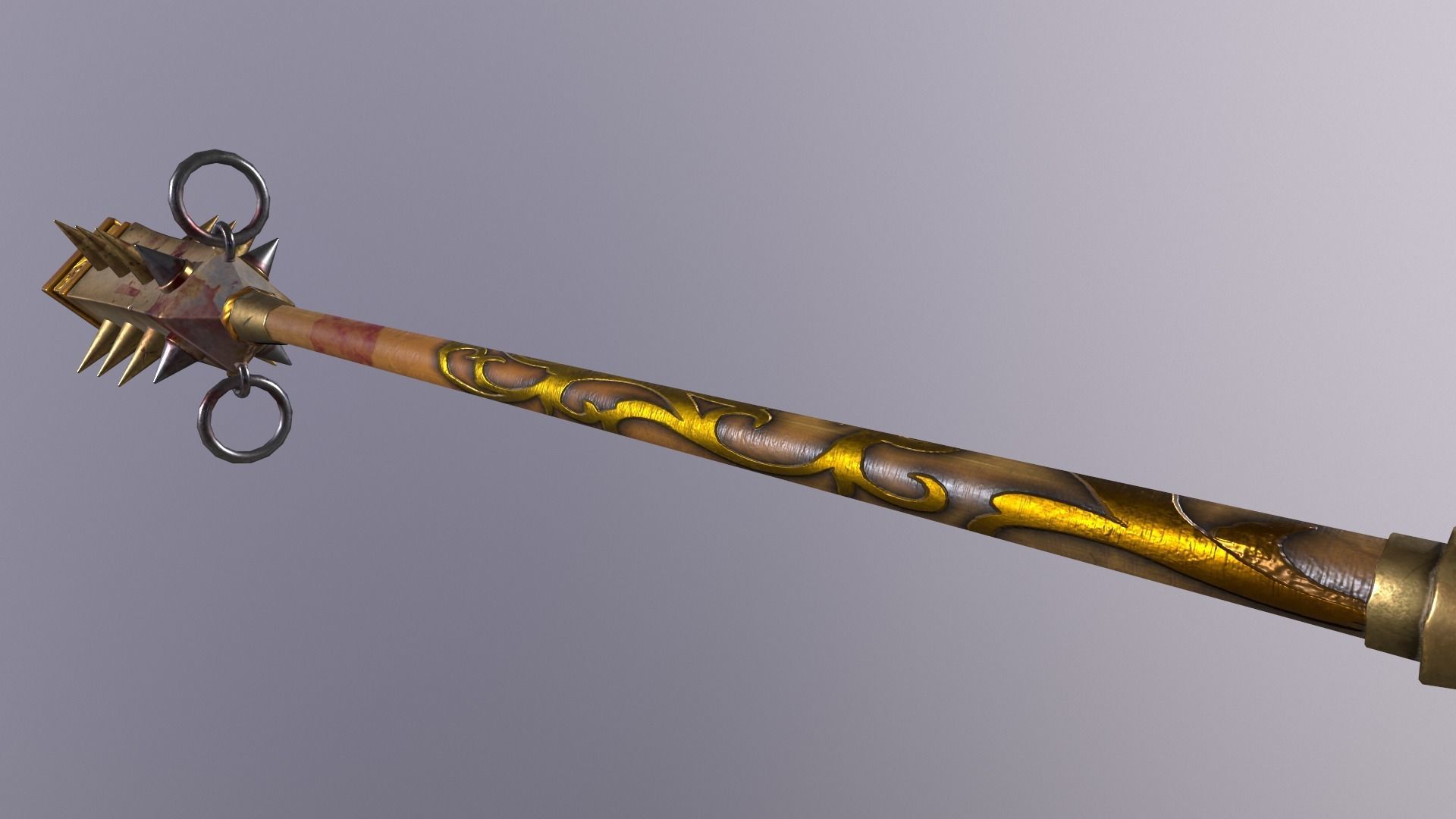 stick 2 sword with spikes Low-poly 3D model_6