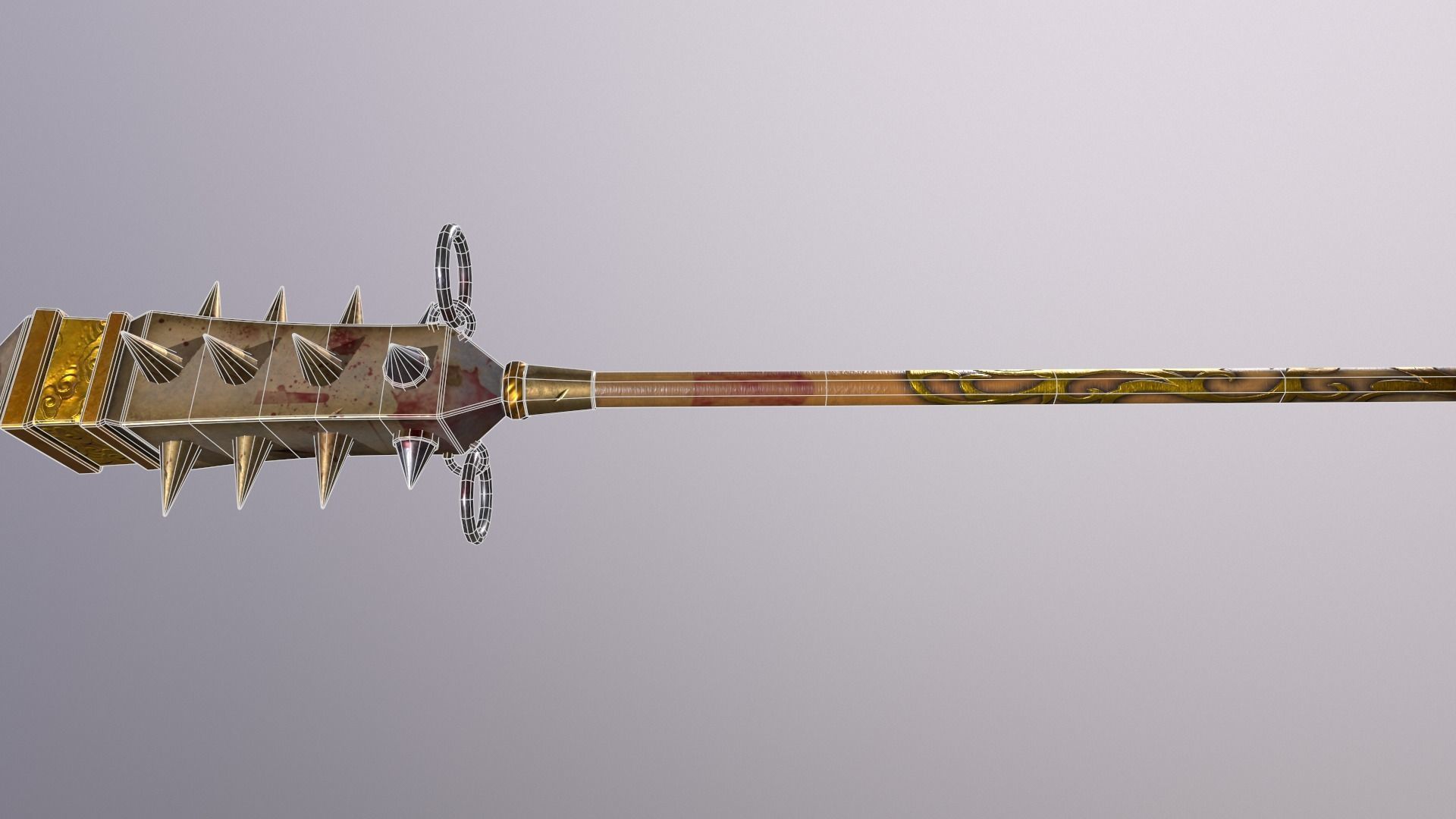 stick 2 sword with spikes Low-poly 3D model_8