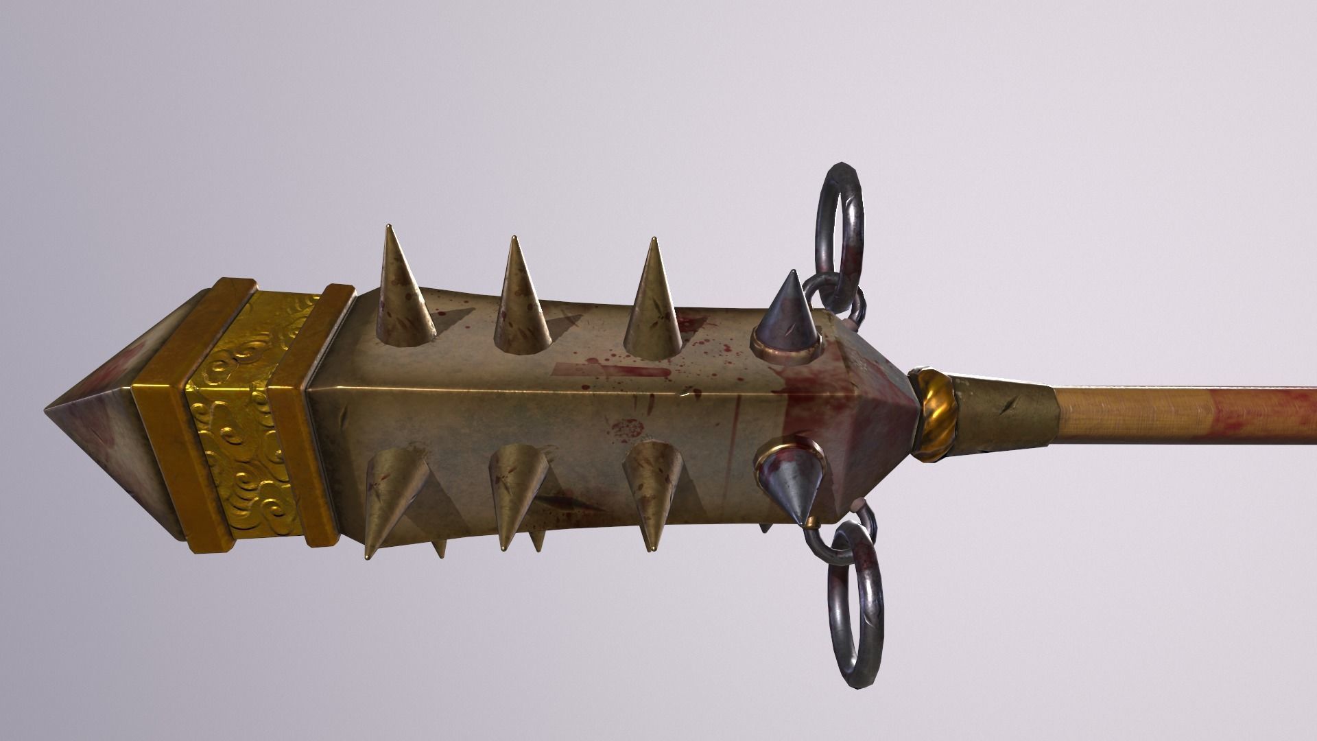 stick 2 sword with spikes Low-poly 3D model_2