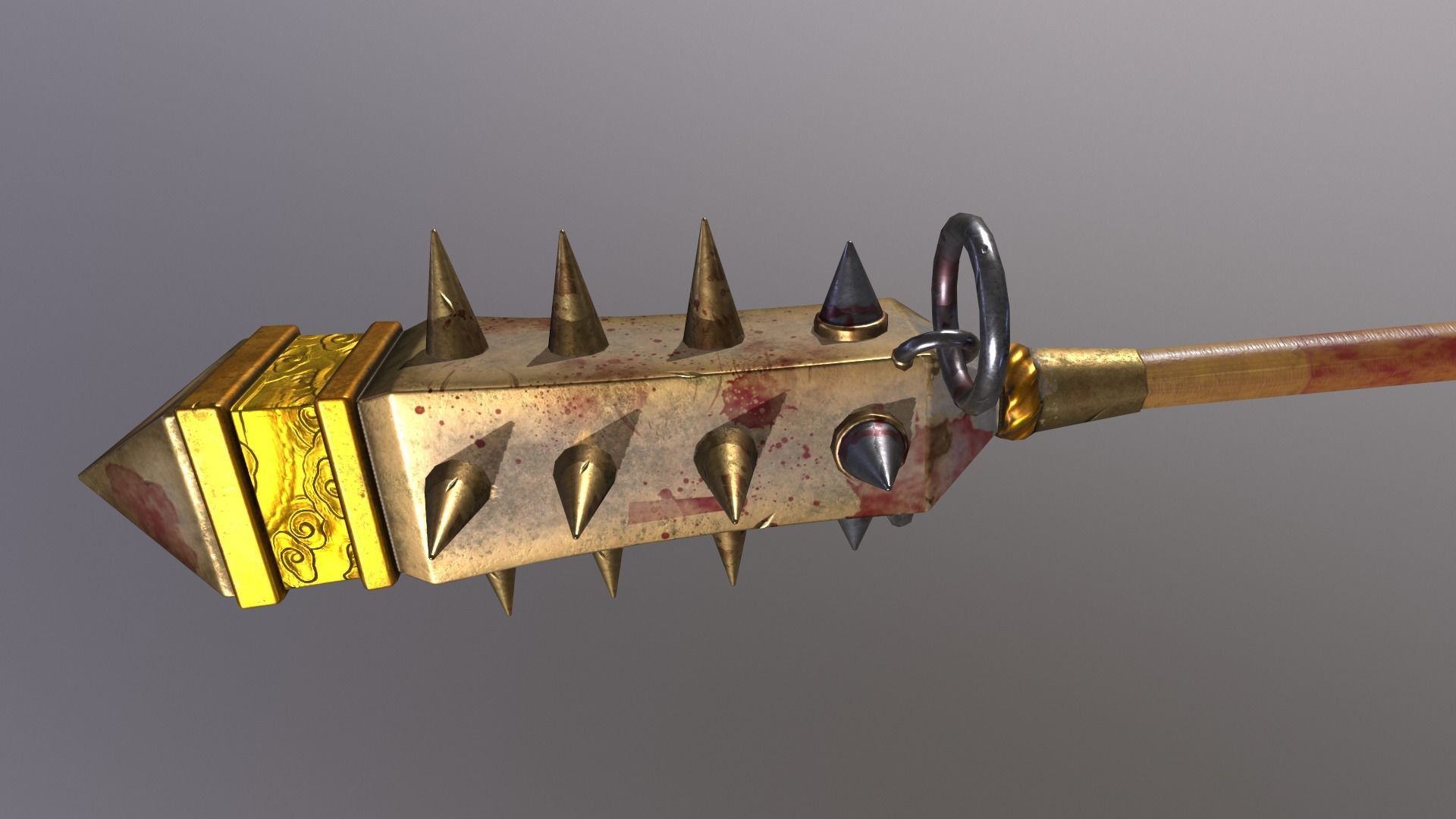 stick 2 sword with spikes Low-poly 3D model_4