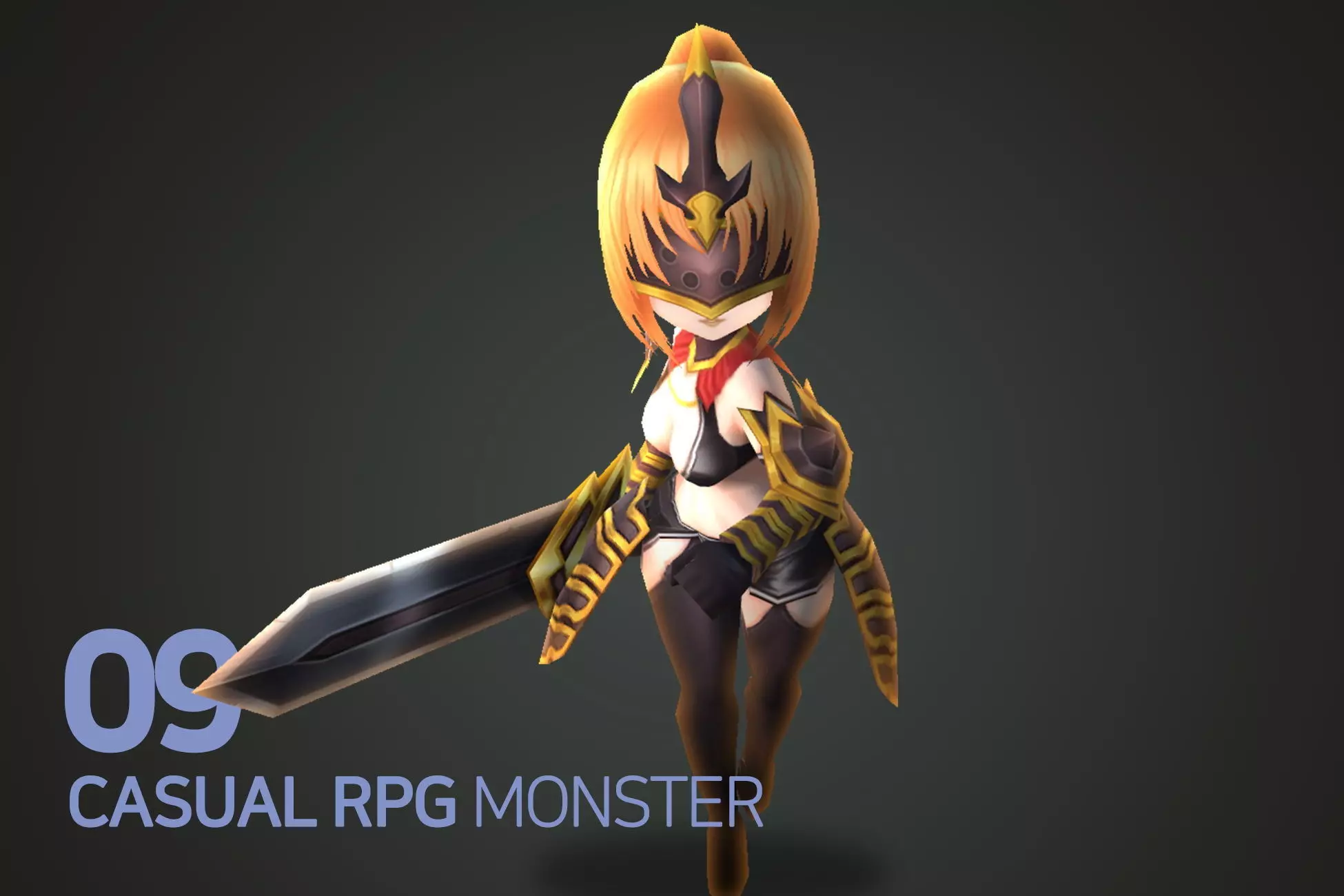 Casual RPG Monster - 9 Dark Warrior Low-poly 3D model_0