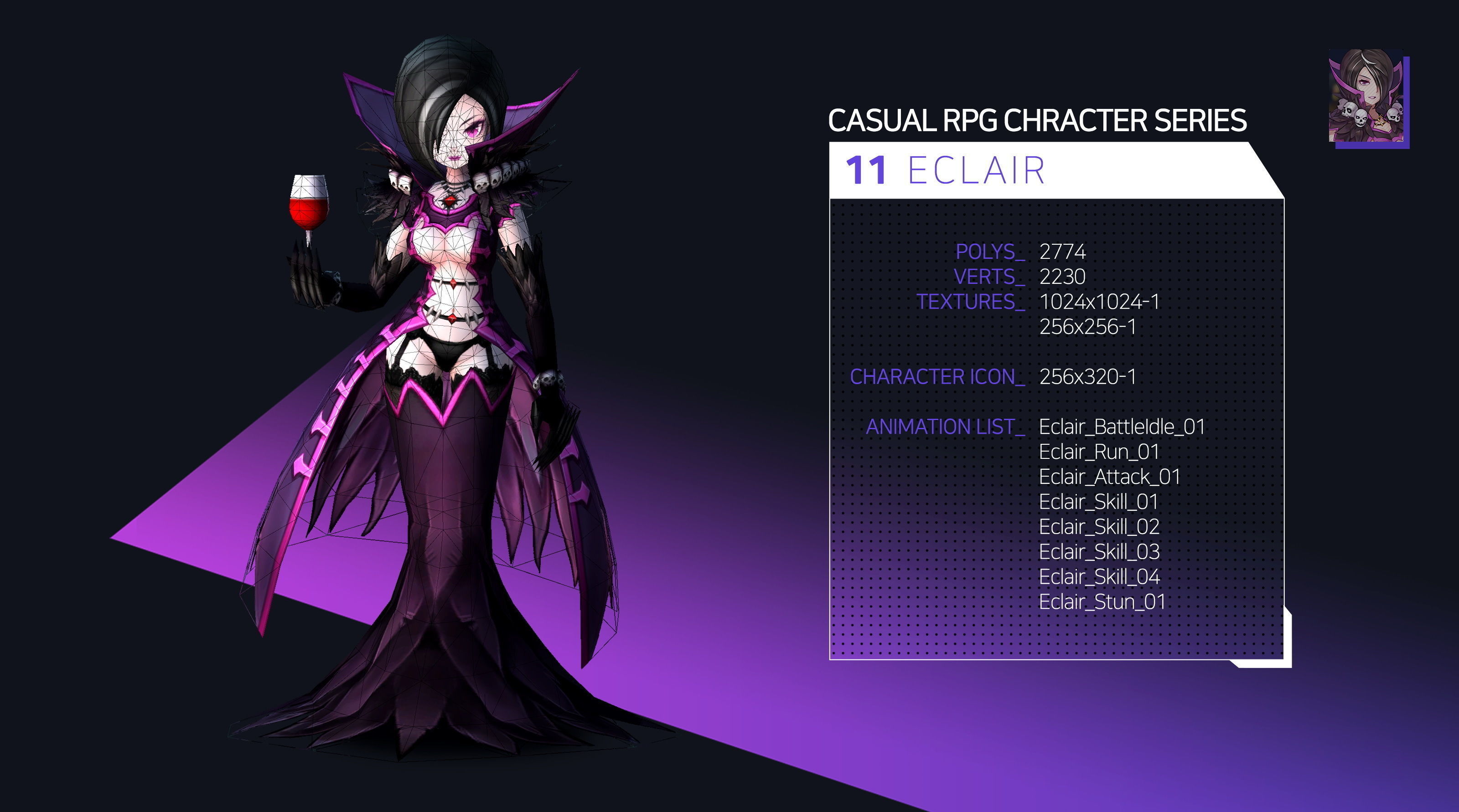 Casual RPG Monster - 11 Eclair Low-poly 3D model_2