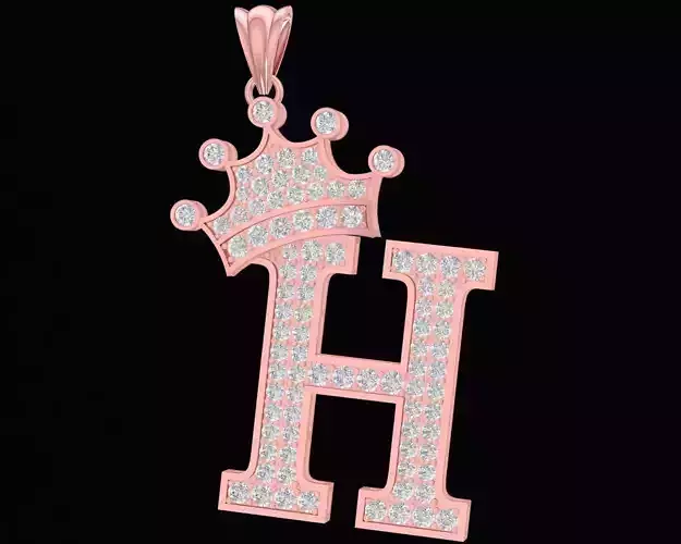 DIAMOND CROWN H LETTER PENDANT 3108