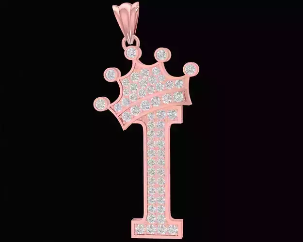 Elegant Crown Cross Pendant with Pave Diamonds  3019
