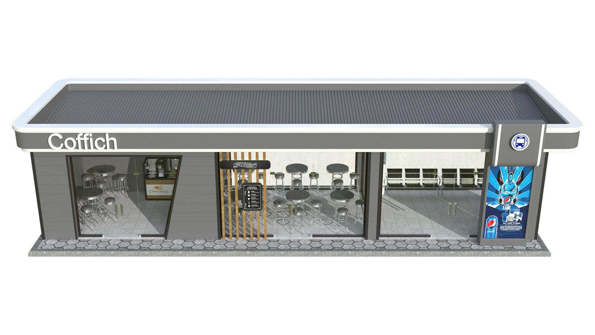 Stop with a cafeteria 3D model_2