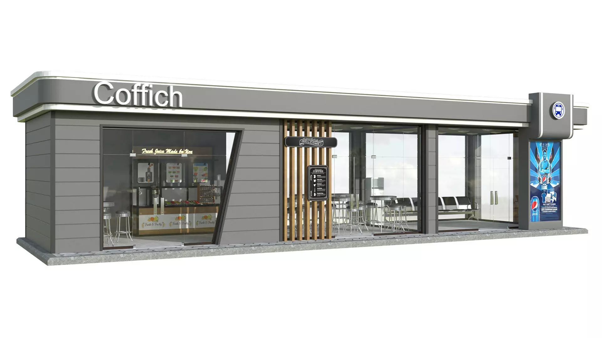 Stop with a cafeteria 3D model_0