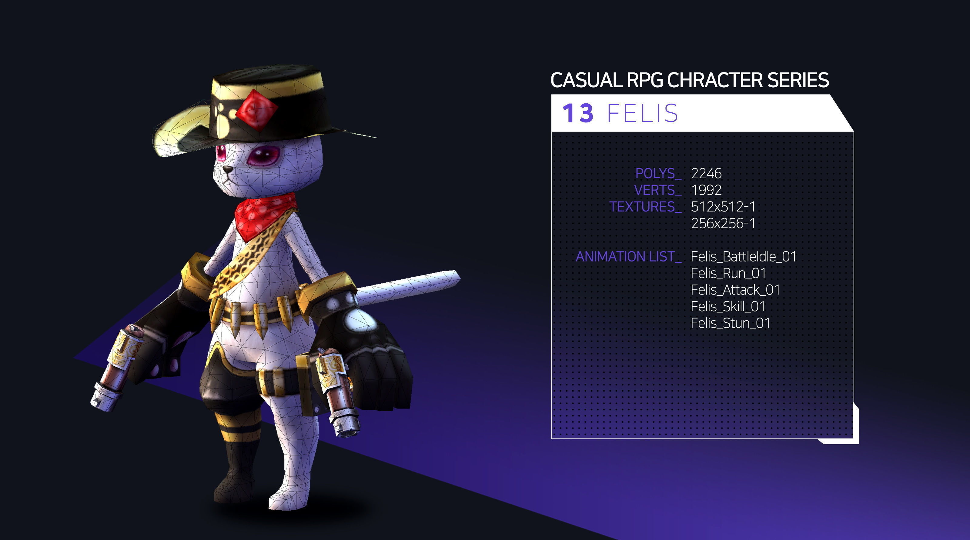 Casual RPG Monster - 13 Felis Low-poly 3D model_2