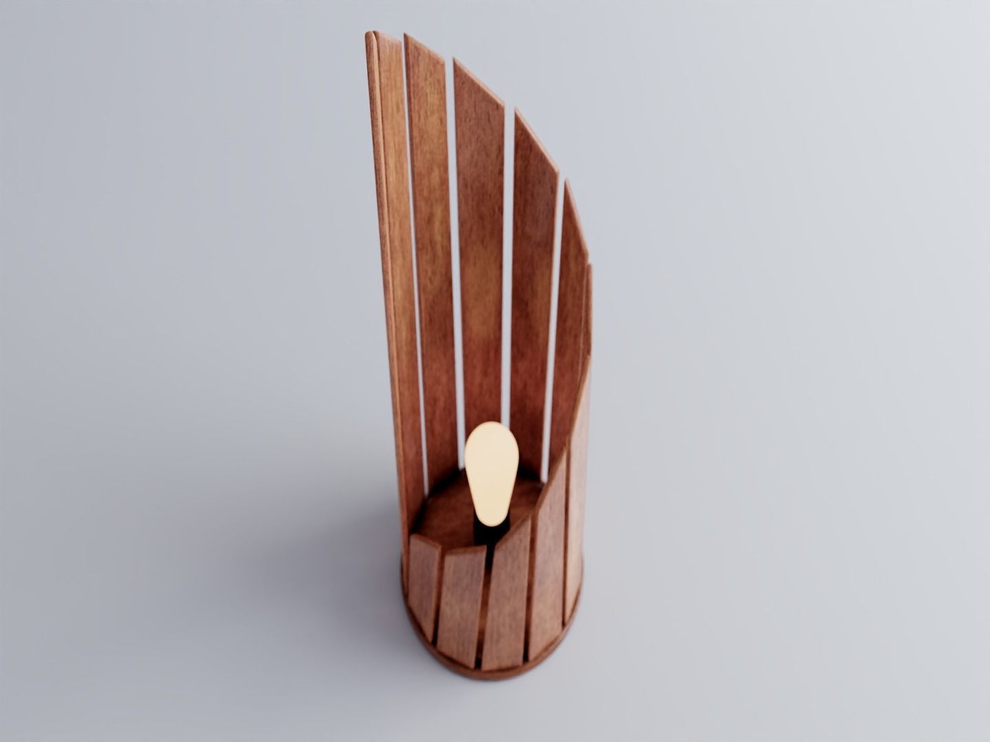 Wooden Spiral Lamp model 2 - Abajour Low-poly 3D model_4