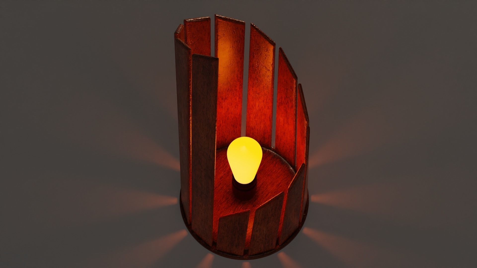 Wooden Spiral Lamp model 2 - Abajour Low-poly 3D model_12