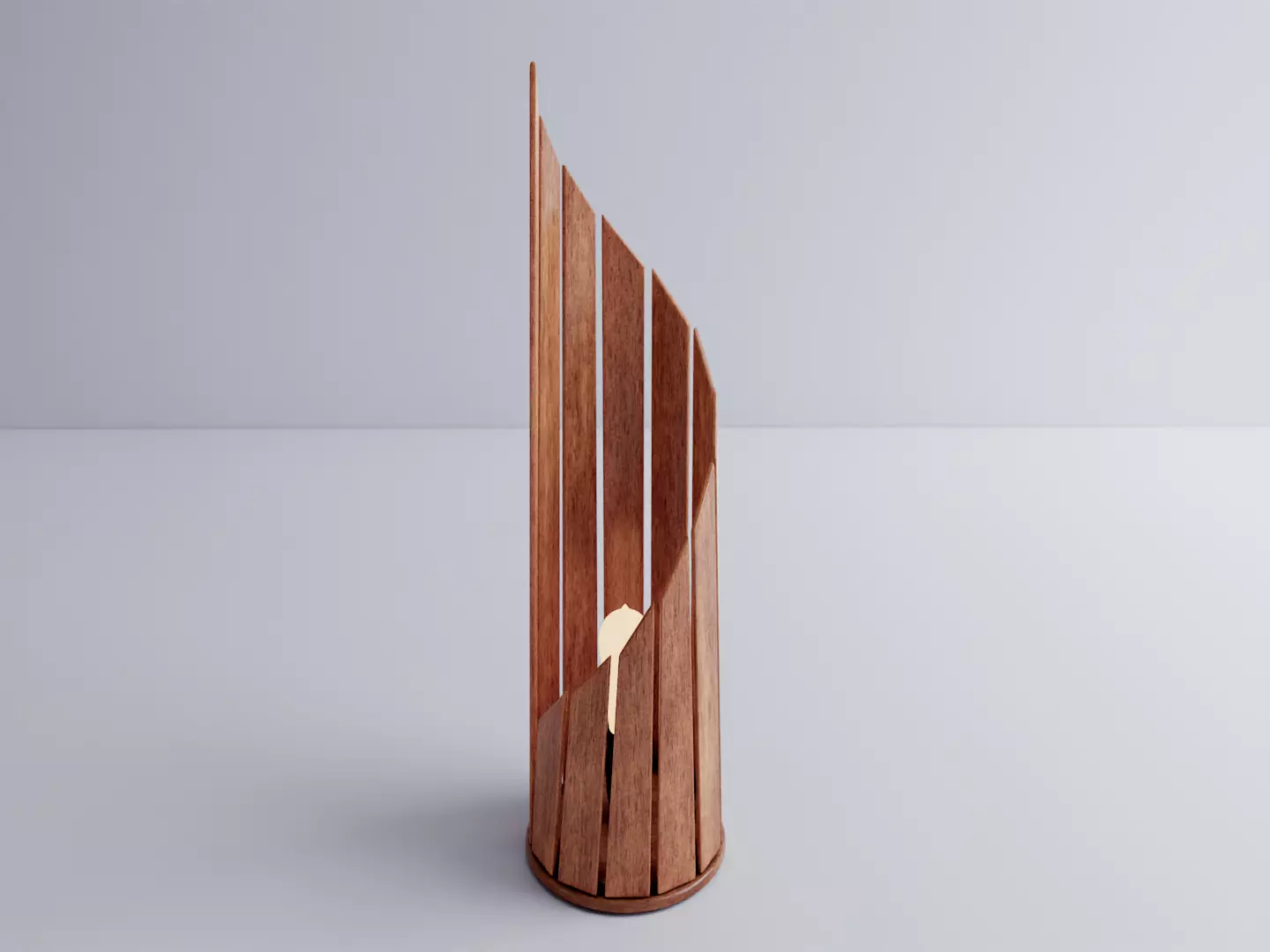 Wooden Spiral Lamp model 2 - Abajour Low-poly 3D model_0
