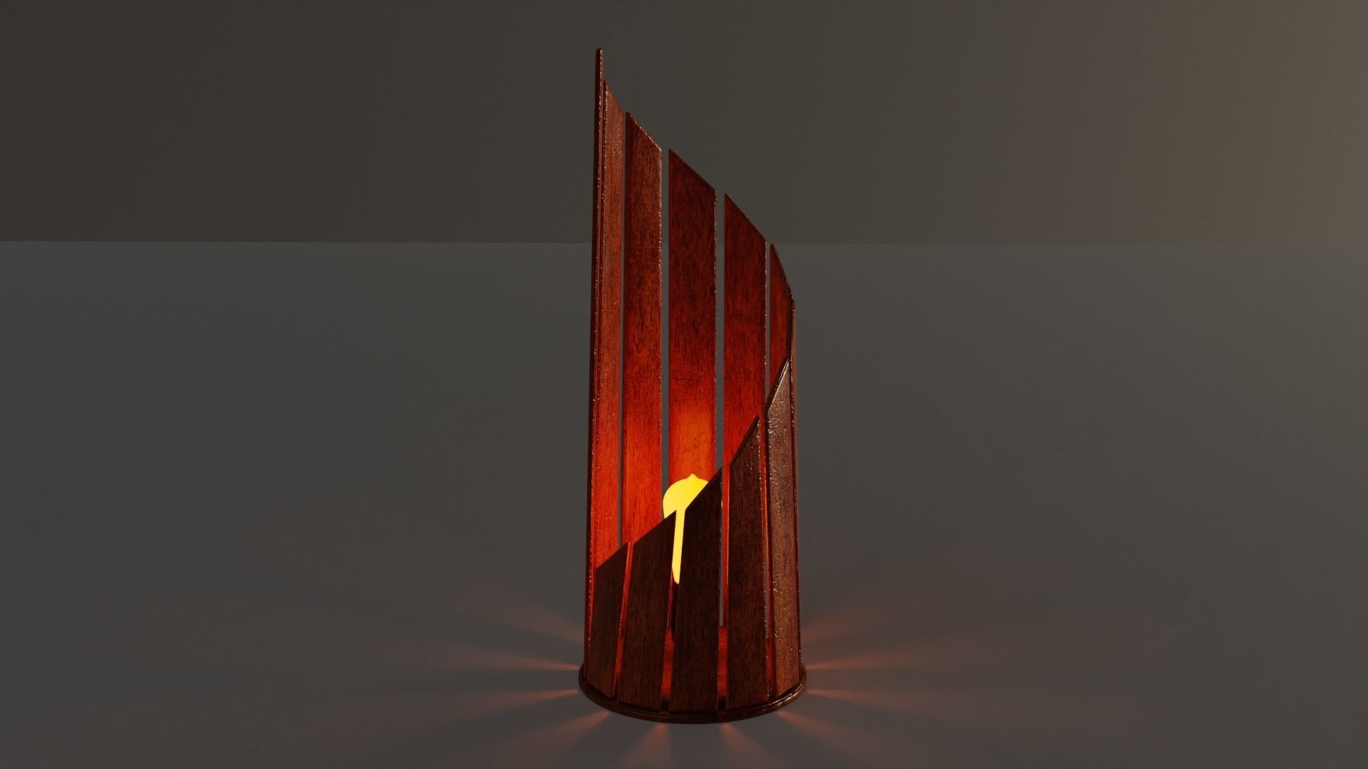 Wooden Spiral Lamp model 2 - Abajour Low-poly 3D model_9