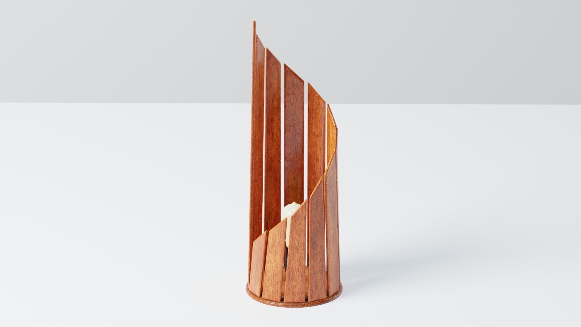 Wooden Spiral Lamp model 2 - Abajour Low-poly 3D model_3