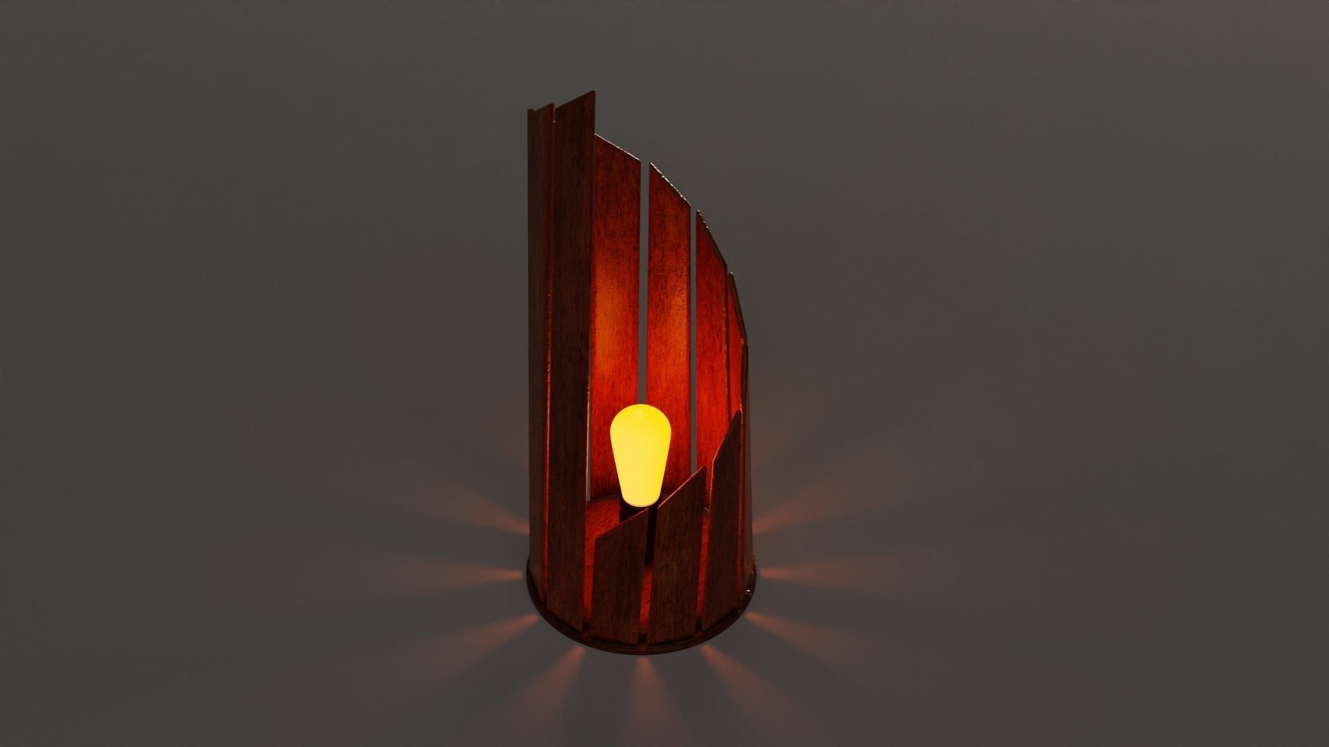 Wooden Spiral Lamp model 2 - Abajour Low-poly 3D model_10