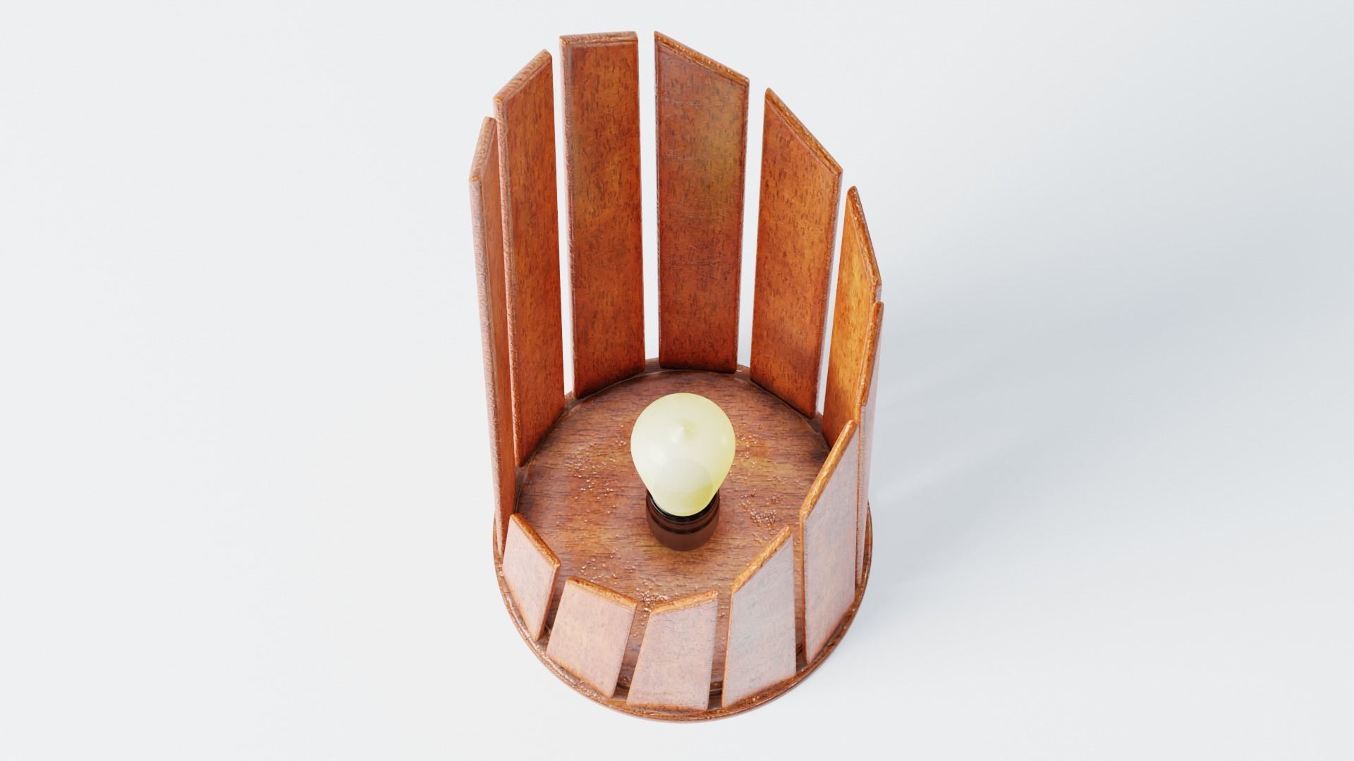 Wooden Spiral Lamp model 2 - Abajour Low-poly 3D model_8