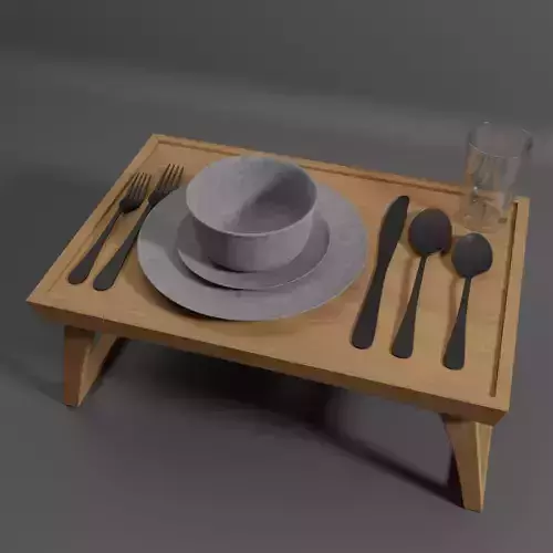 Dinner Set table with silverware and utensils 3D model