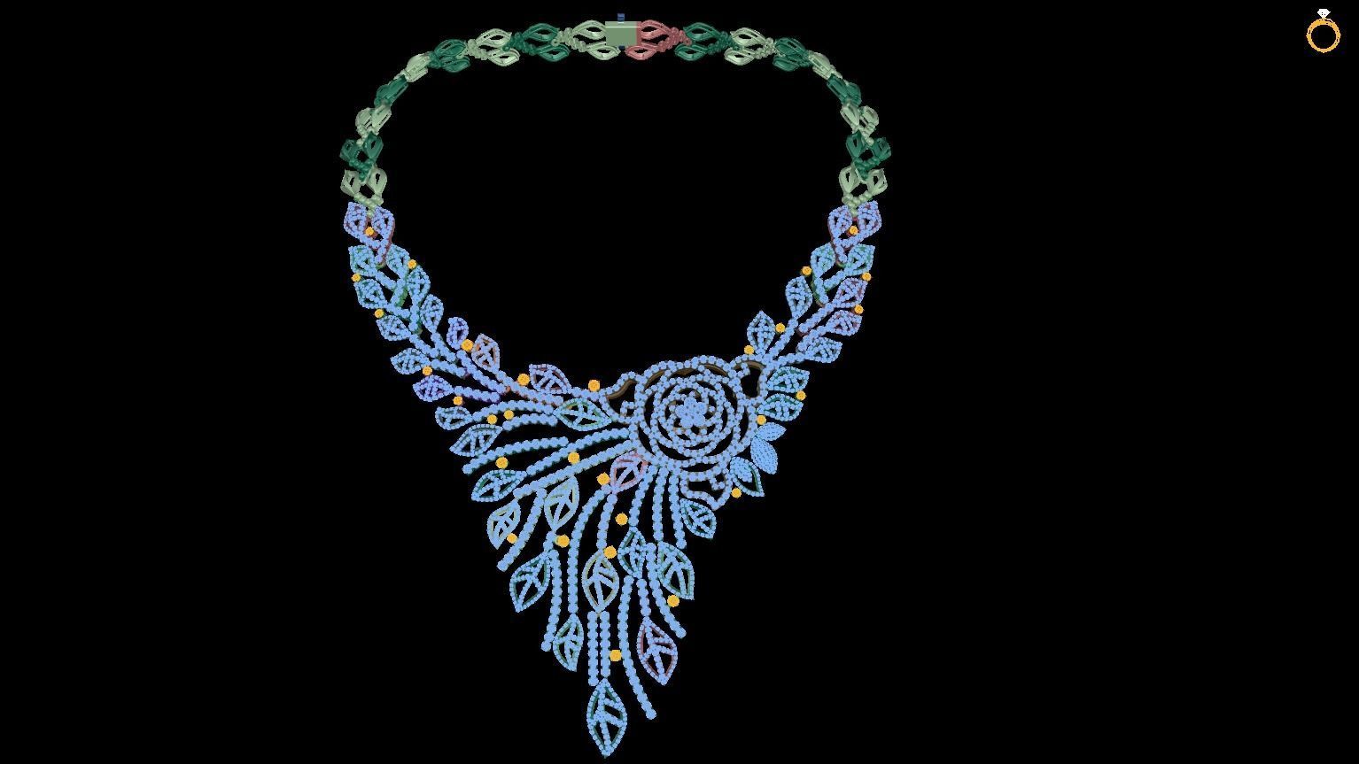 necklaces necklace made of gold and diamonds 3D print model_2