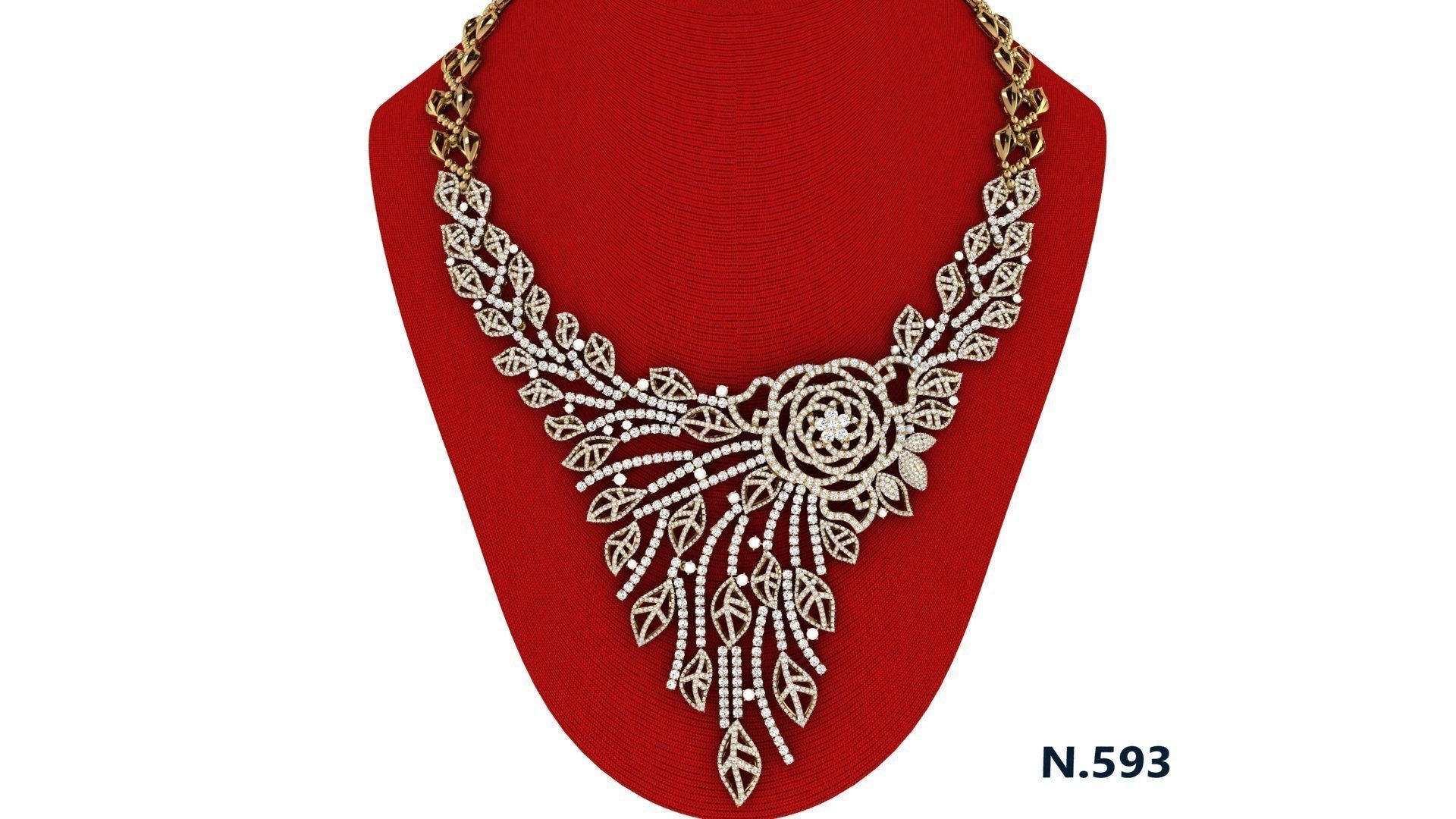 necklaces necklace made of gold and diamonds 3D print model_1