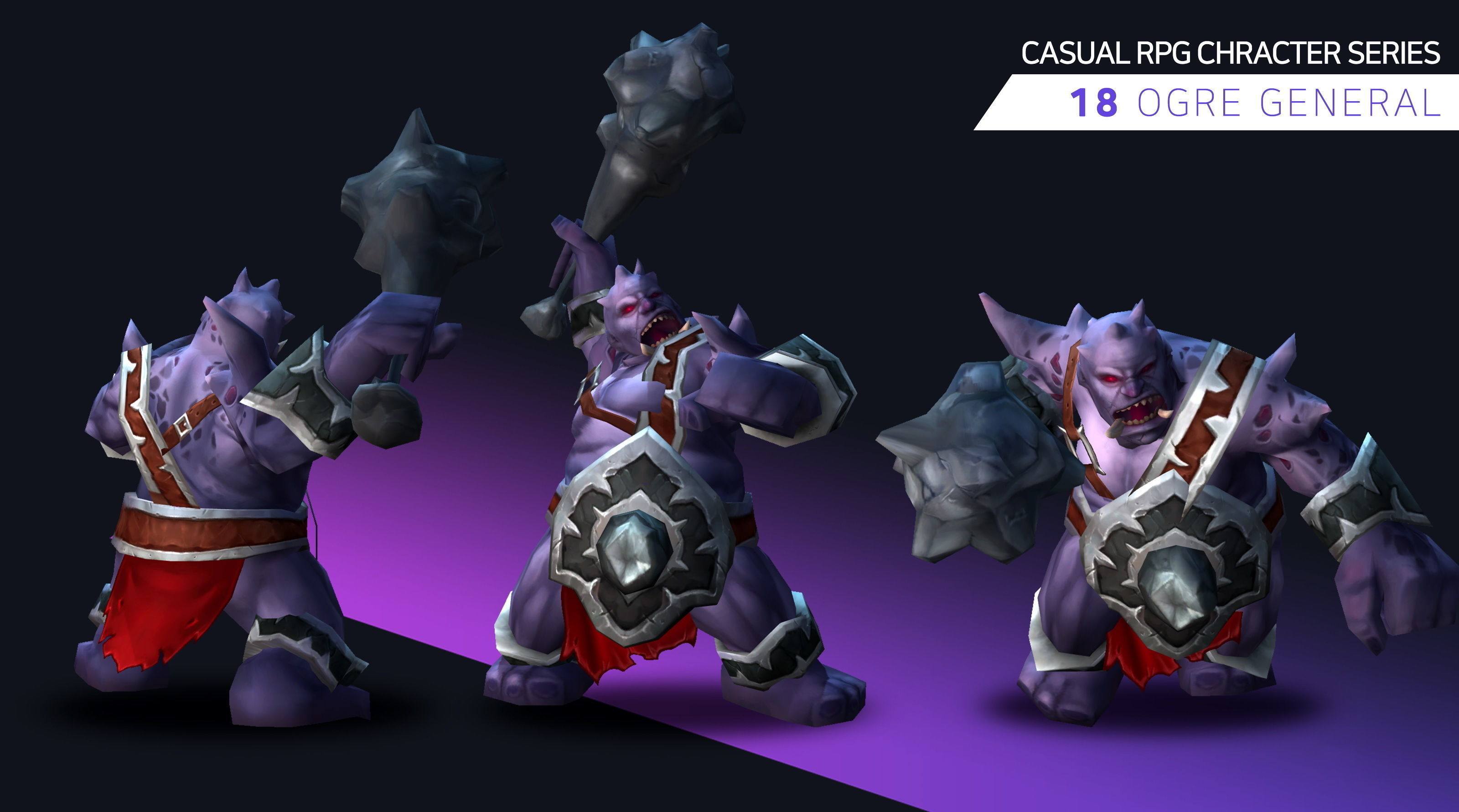 Casual RPG Monster - 18 Ogre General Low-poly 3D model_3