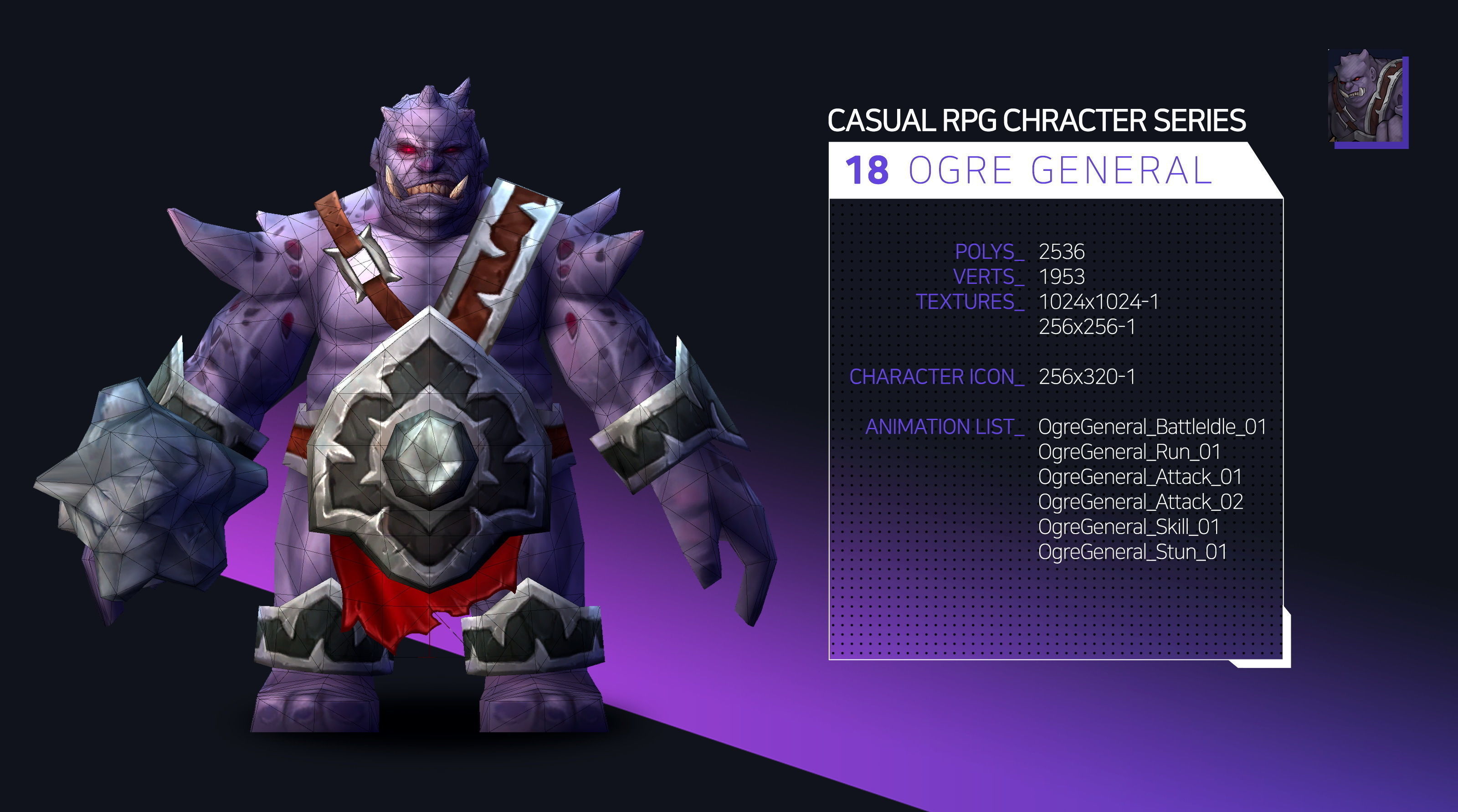 Casual RPG Monster - 18 Ogre General Low-poly 3D model_2