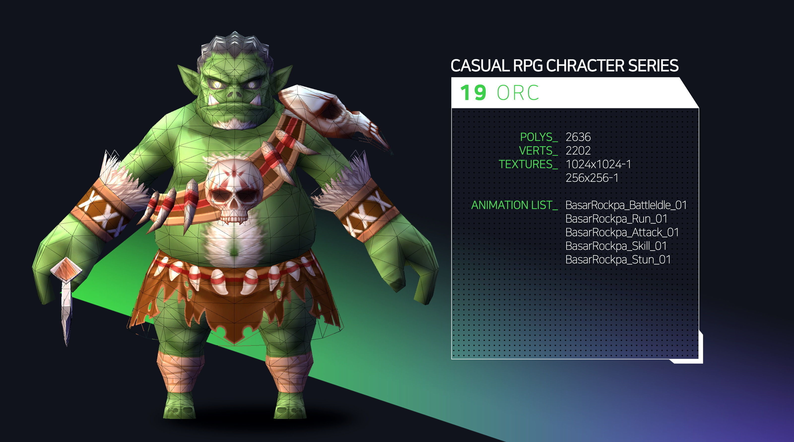 Casual RPG Monster - 19 Orc Low-poly 3D model_2