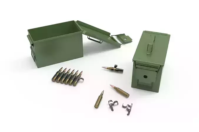 Ammo Box with bullet High-poly 3D model