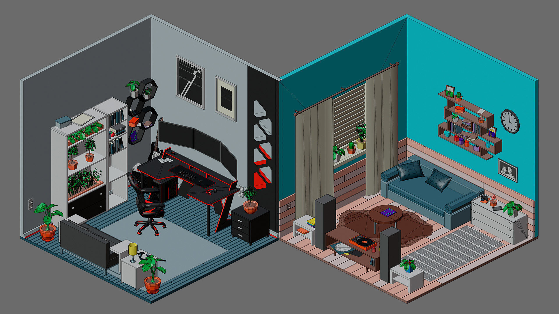 room 16 Low-poly 3D model_1