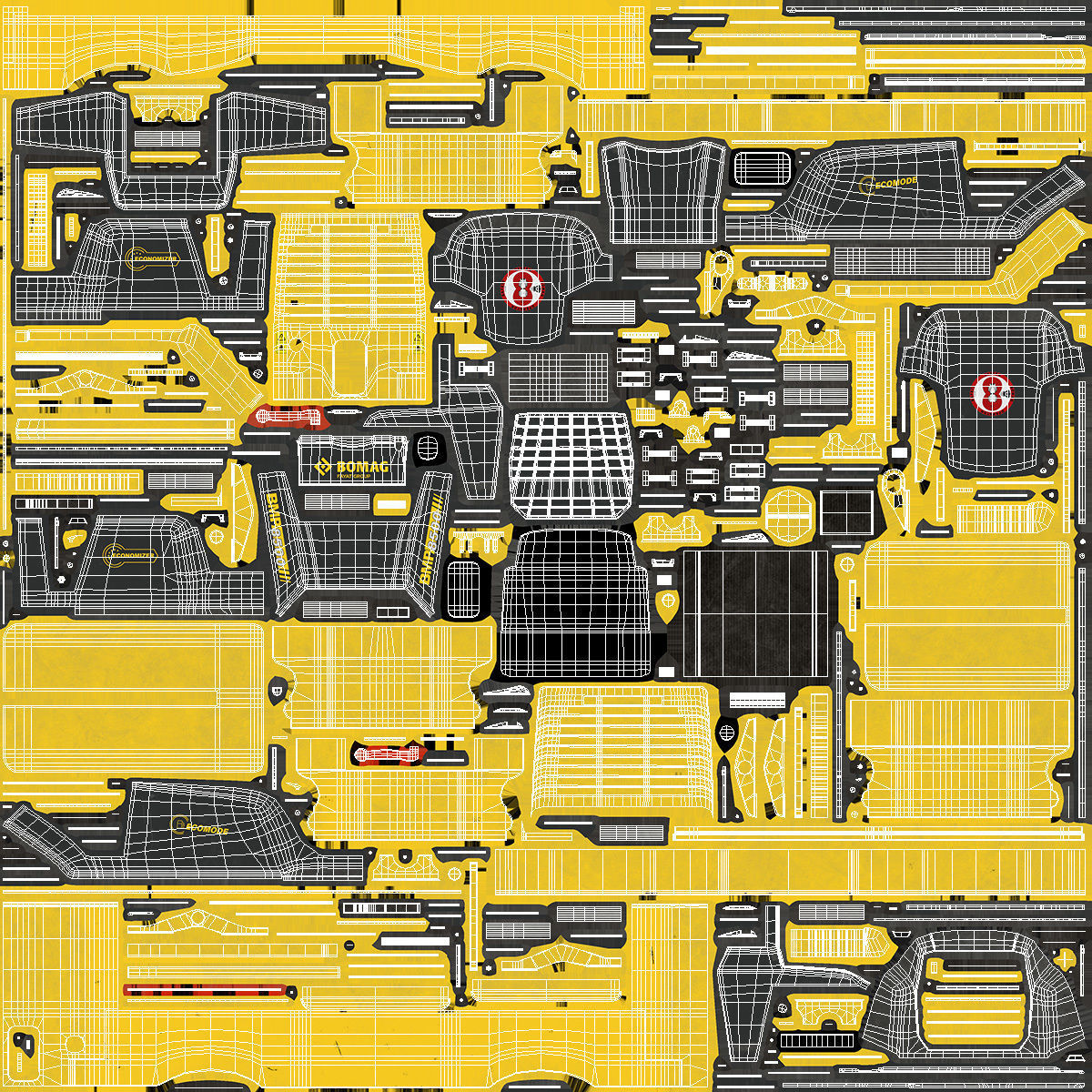 Trench Roller Bomag BMP 8500 Dirty Rigged 3D model_22