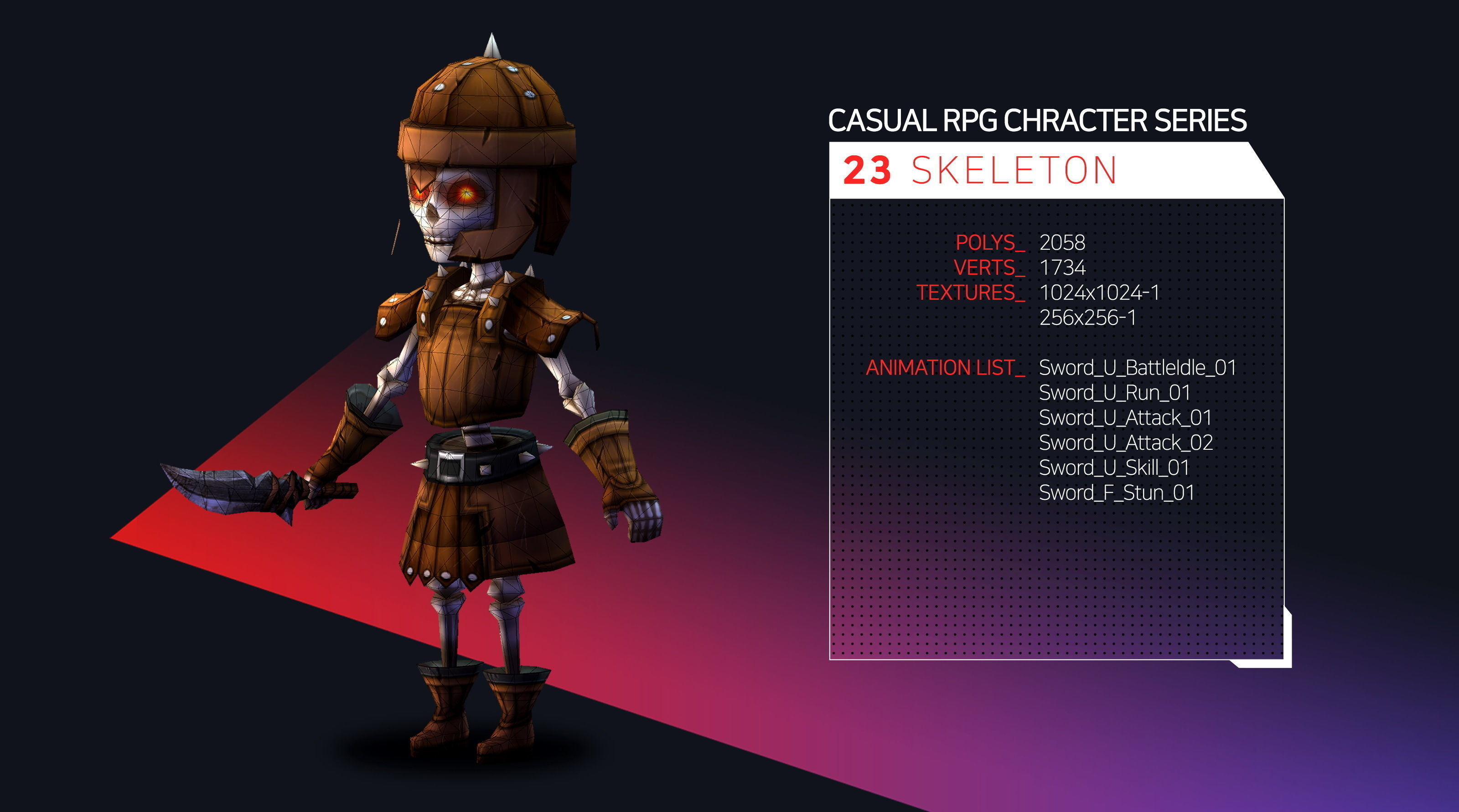 Casual RPG Monster - 23 Skeleton Low-poly 3D model_2