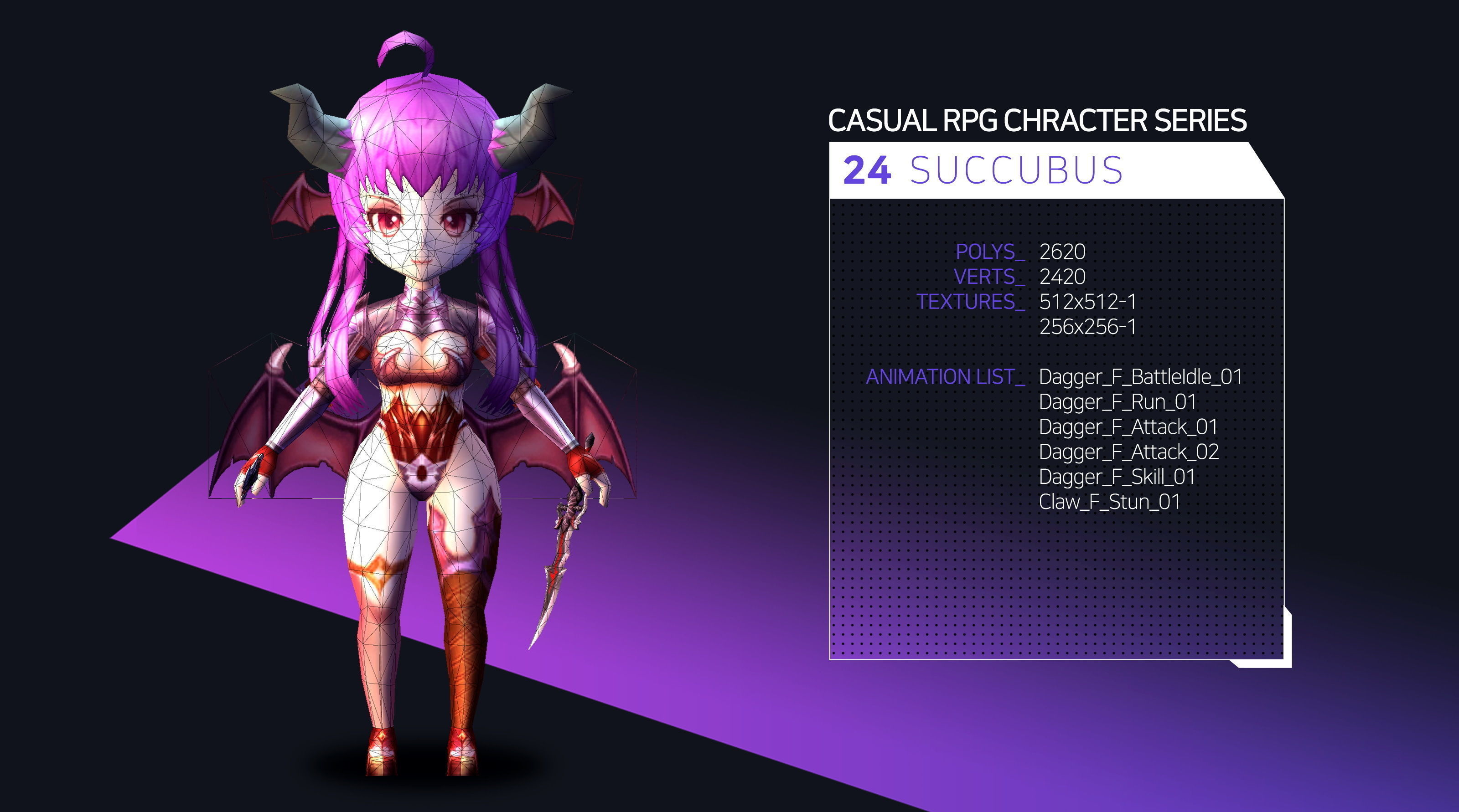 Casual RPG Monster - 24 Succubus Low-poly 3D model_2