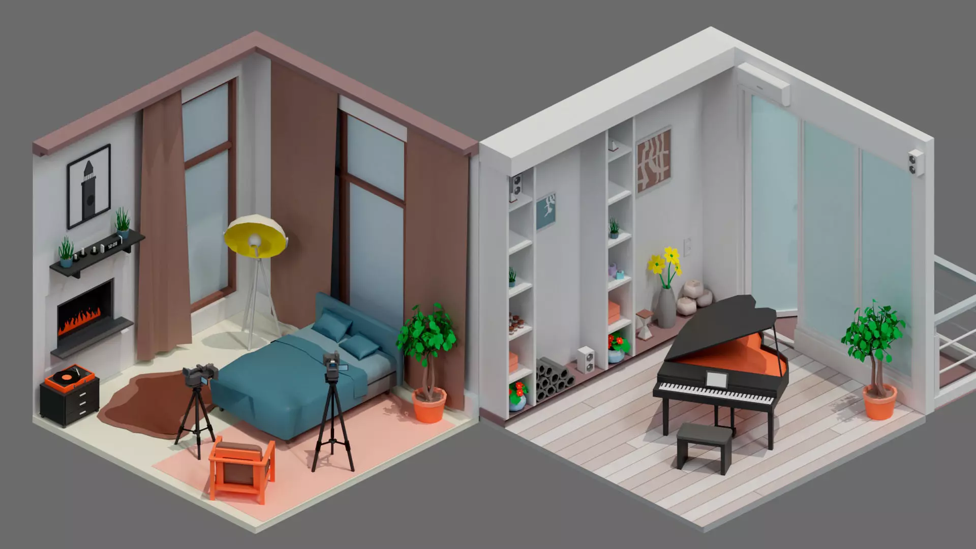 room 18 Low-poly 3D model_0