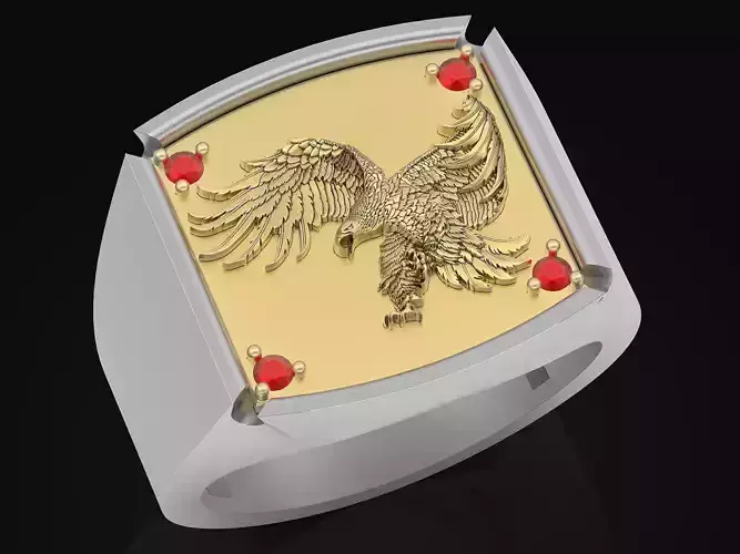 Eagle Man Ring Sculpture Jewelry gold silver