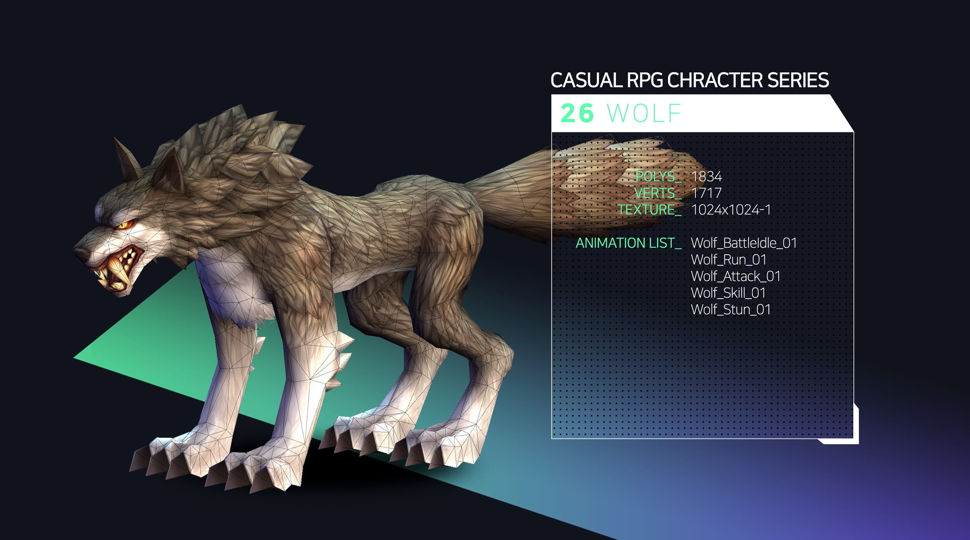 Casual RPG Monster - 26 Wolf Low-poly 3D model_2