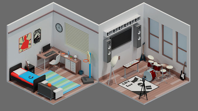 room 19 Low-poly 3D model