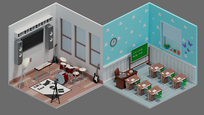 room 20 Low-poly 3D model