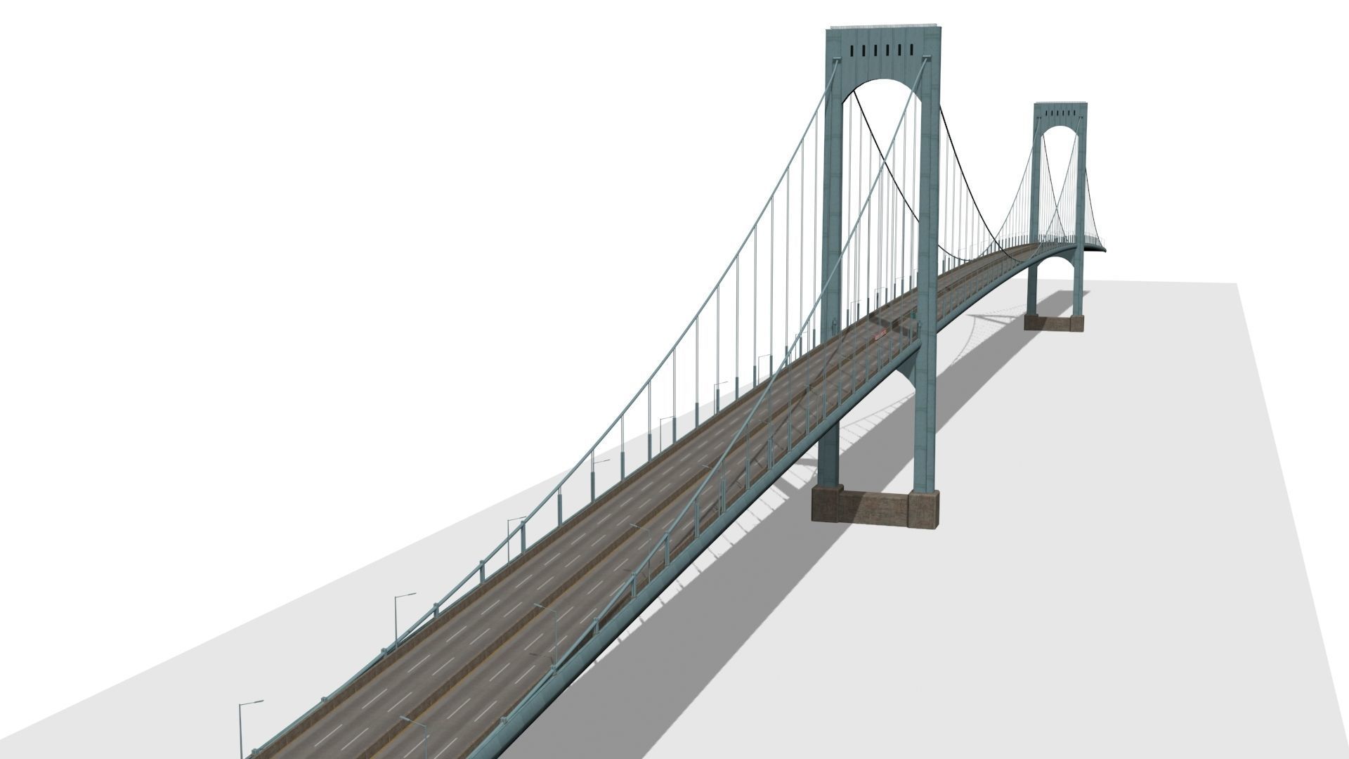 Bronx Whitestone Bridge Low-poly 3D model_3