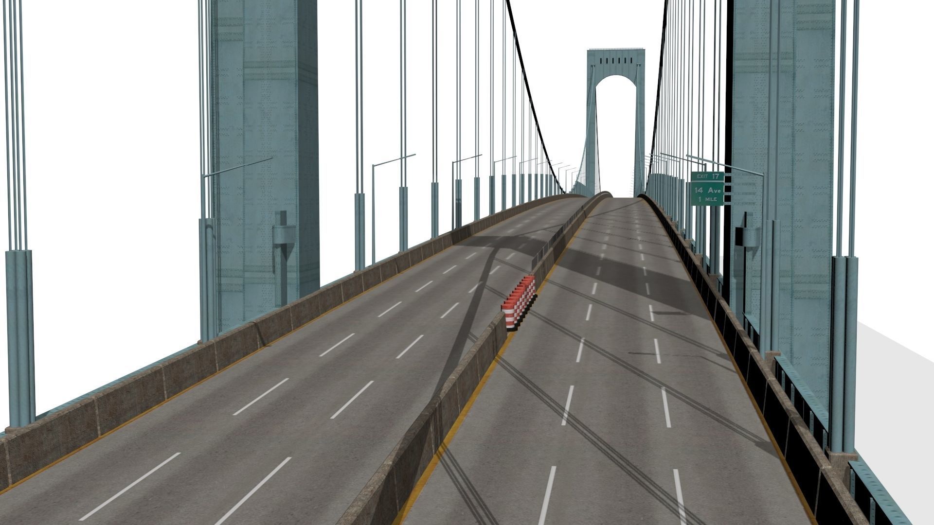 Bronx Whitestone Bridge Low-poly 3D model_6
