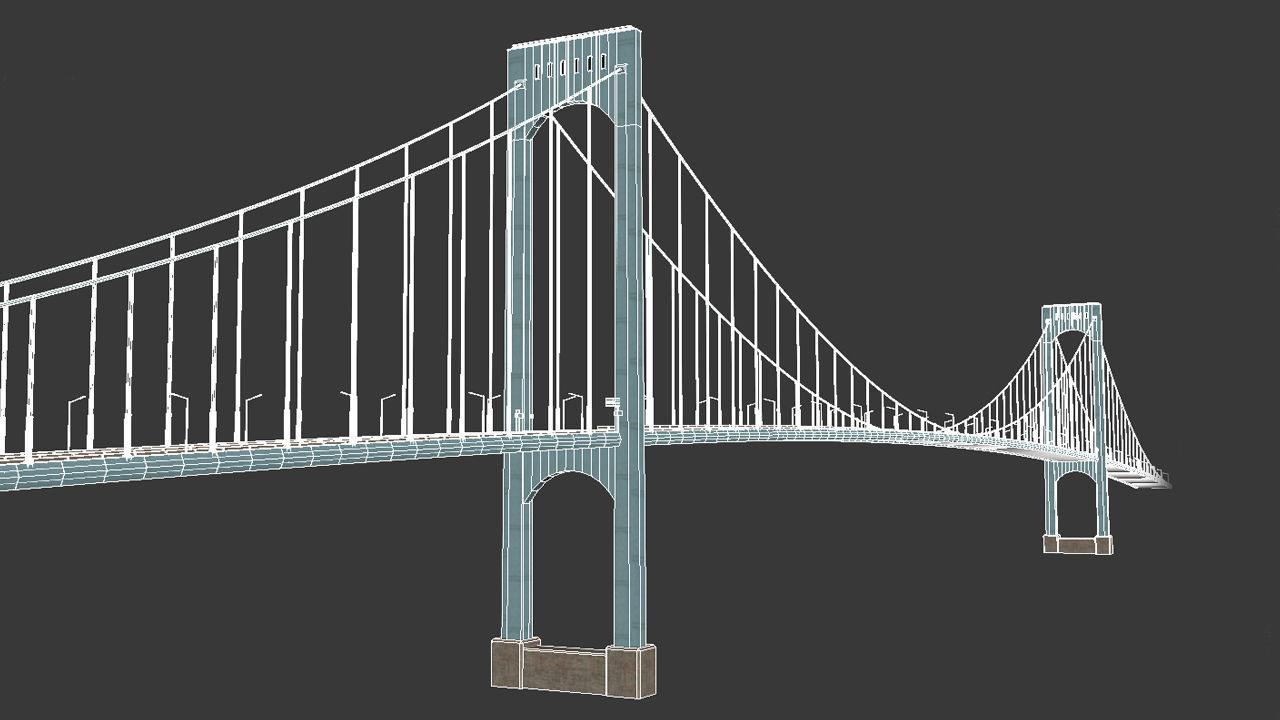 Bronx Whitestone Bridge Low-poly 3D model_2