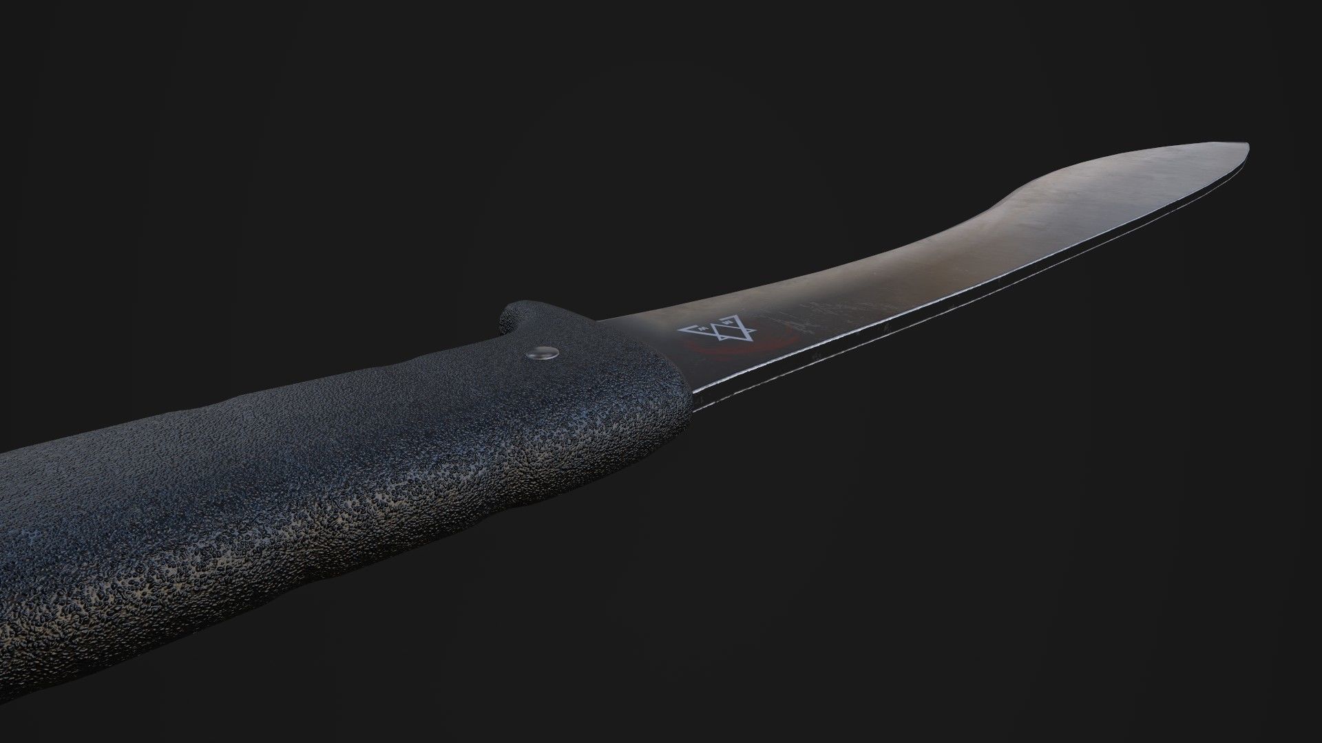 Machete knife Low-poly 3D model_3