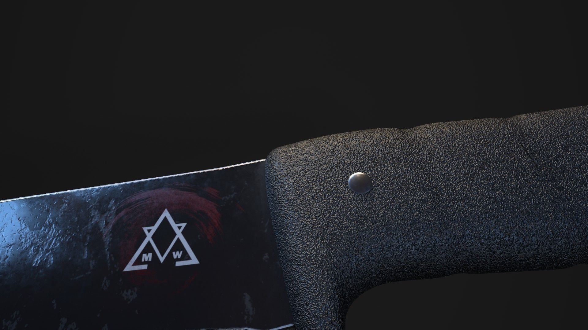 Machete knife Low-poly 3D model_4